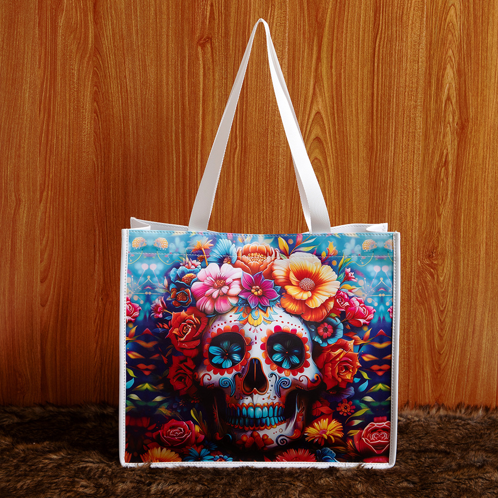 Skull Gothic Underarm PU Leather Printed Large Capacity Casual Commuter Shoulder Bag for Women ddmymoon