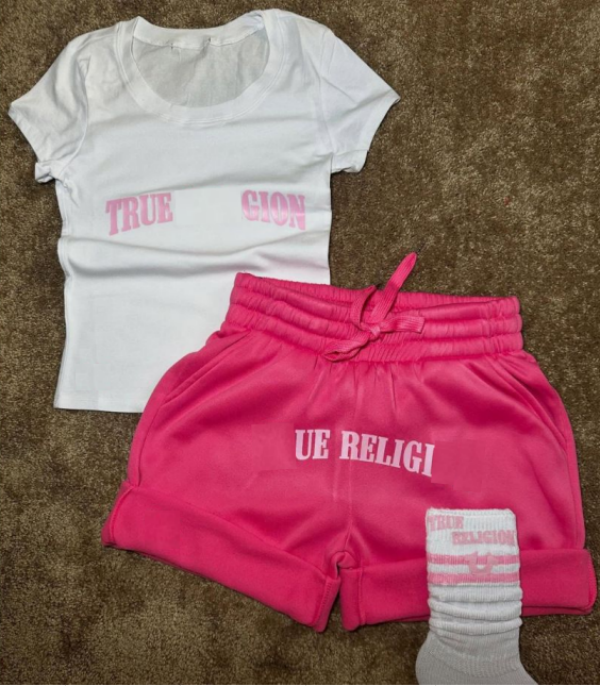 Women's T Shirts American Printed Sportswear Set With Letters Short Sleeves Shorts And A Casual Two-piece