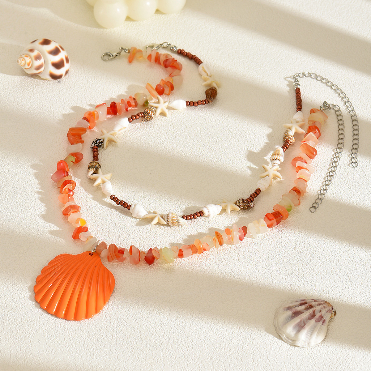 Bohemian Ocean Style Starfish Beaded Necklace Accessories for Women Summer Shell Pendant Choker Jewelry for Women