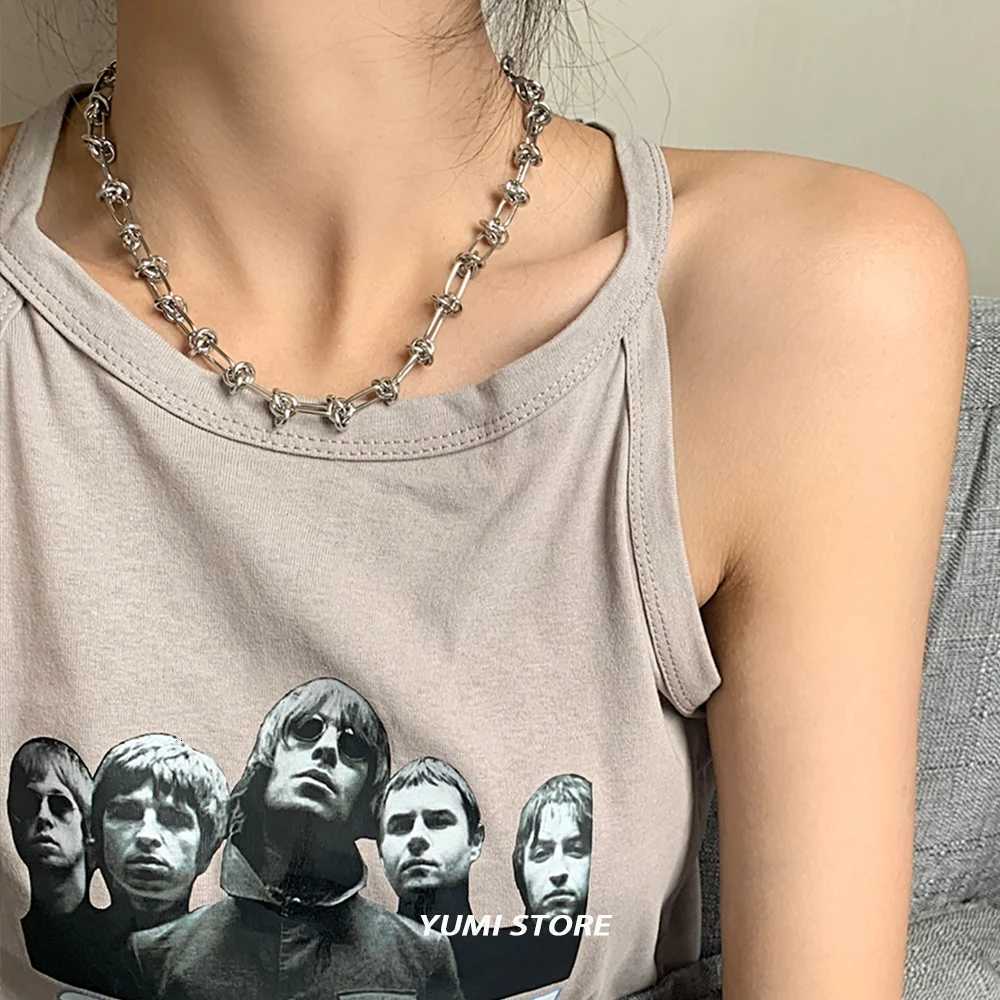 Hip Hop Titanium Steel Necklace For Men Women Trend Wrapping Rope Knot Collar Chain Unisex Choker Jewelry Kpop Accessories XJ250708