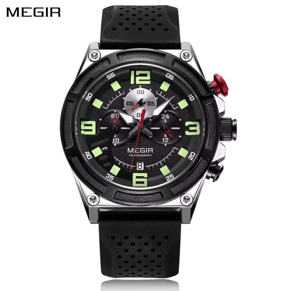 MEGIR Men's Sports Chronograph Watch - 47mm Silicone Strap, Waterproof, Luminous - Bulk Wholesale