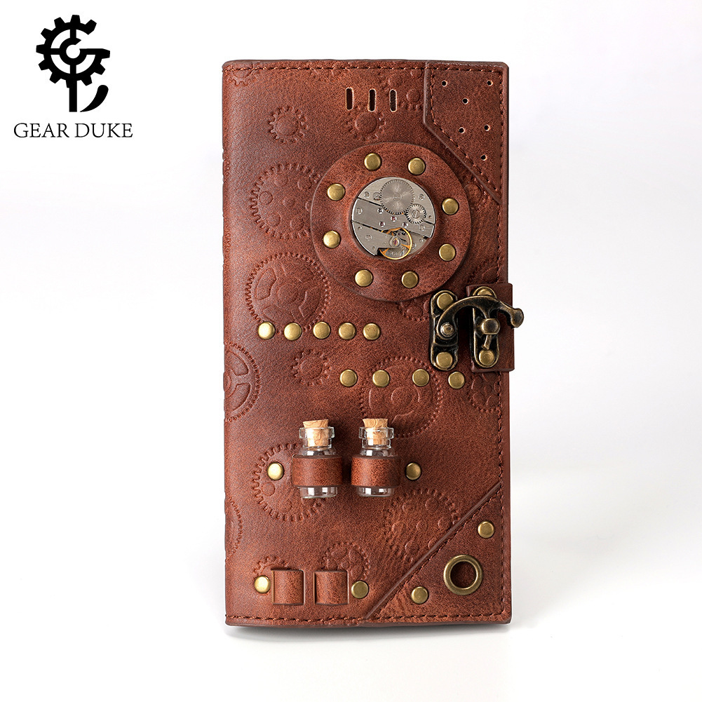 2022 New Steampunk Long Industrial Style Women's Clutch Bag Leather Wallet ddmymoon