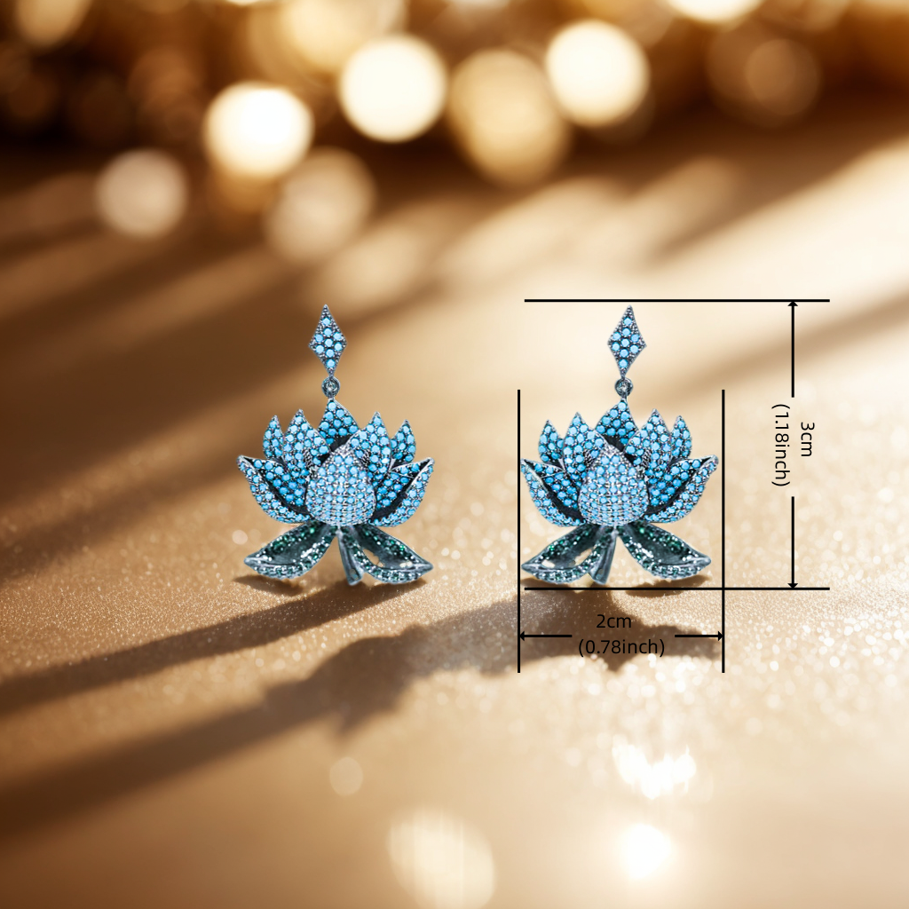 Lunaria Jewelry Blue Lotus Earrings with 925 Sterling Silver Ear Posts Hypoallergenic Minimalist Studs, Elegant Gift for Women