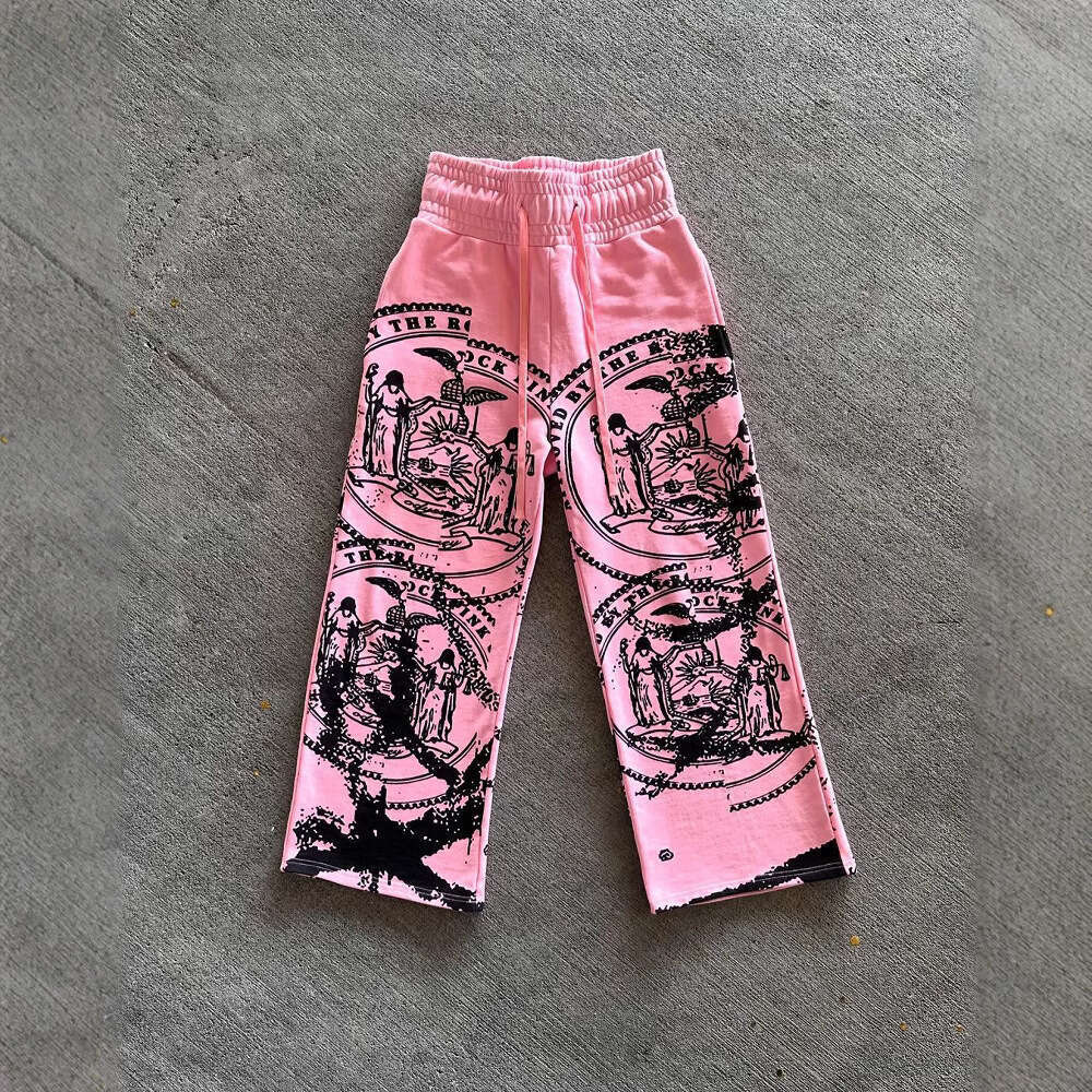Loose Drawstring Elastic Waist with Printed Pattern Dark Anime High Street Style Pants Sweatpants