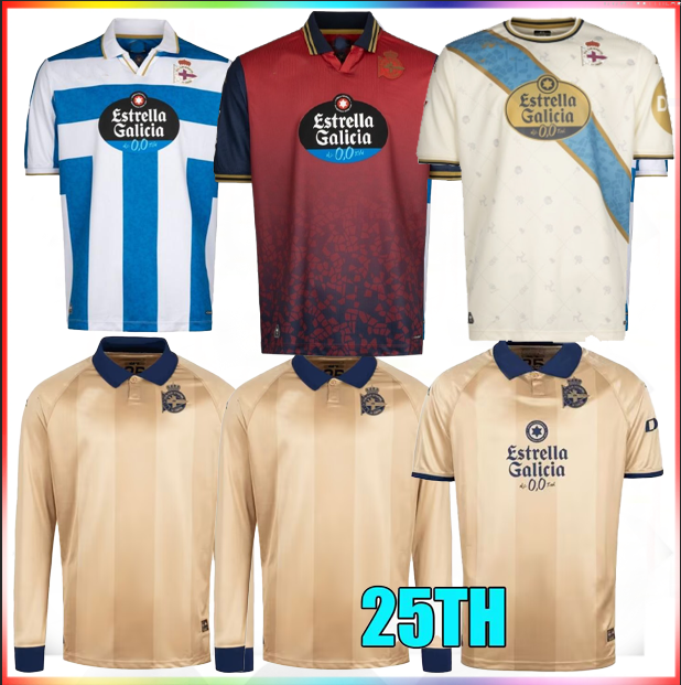 25 26 Deportivo La Coruna Kit de chemise de football de soccer de football pour enfants masculin 2026 Home Away Perez Yeremay Valeron 25th Anniversary men kids kit