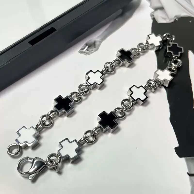 Punk Black White Cross Bracelet Bangles for Men Women Fashion Multi Layered Thick Chain Bracelet Hip Hop Street Jewelry Gifts W250728