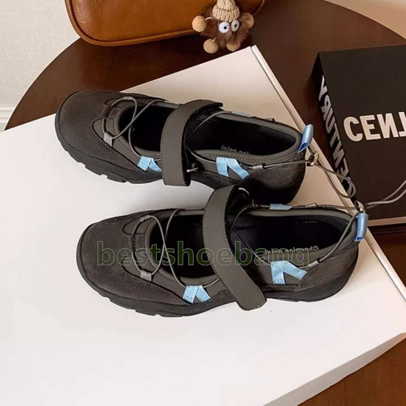 designer running shoes thick sole trainers womens sneakers retro patchwork velcro round-toe durable casual ballet style outdoor shoes