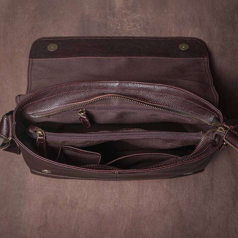 Design Genuine Leather Shoulder Men's Business Briefcase Natural Cowhide Retro Crossbody Daily Commuter Messenger Bag