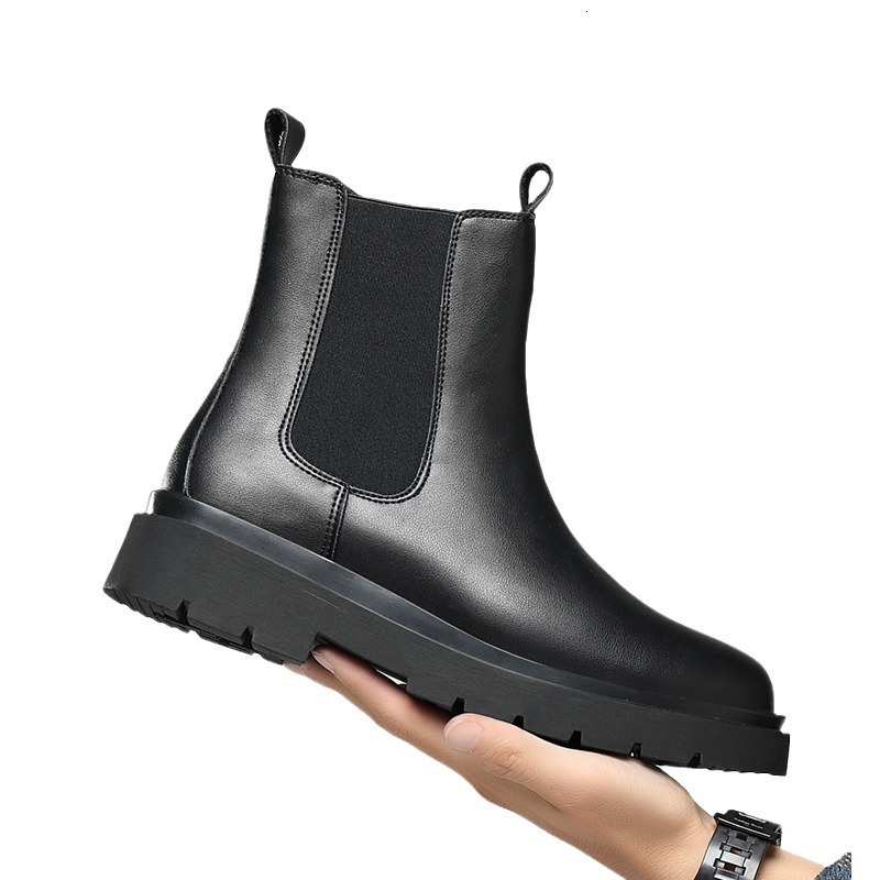 Large Size Autumn Winter Men's British Style Short Tube Fleece Lined Warm Thick Sole Trendy Martin Boots 6032-H