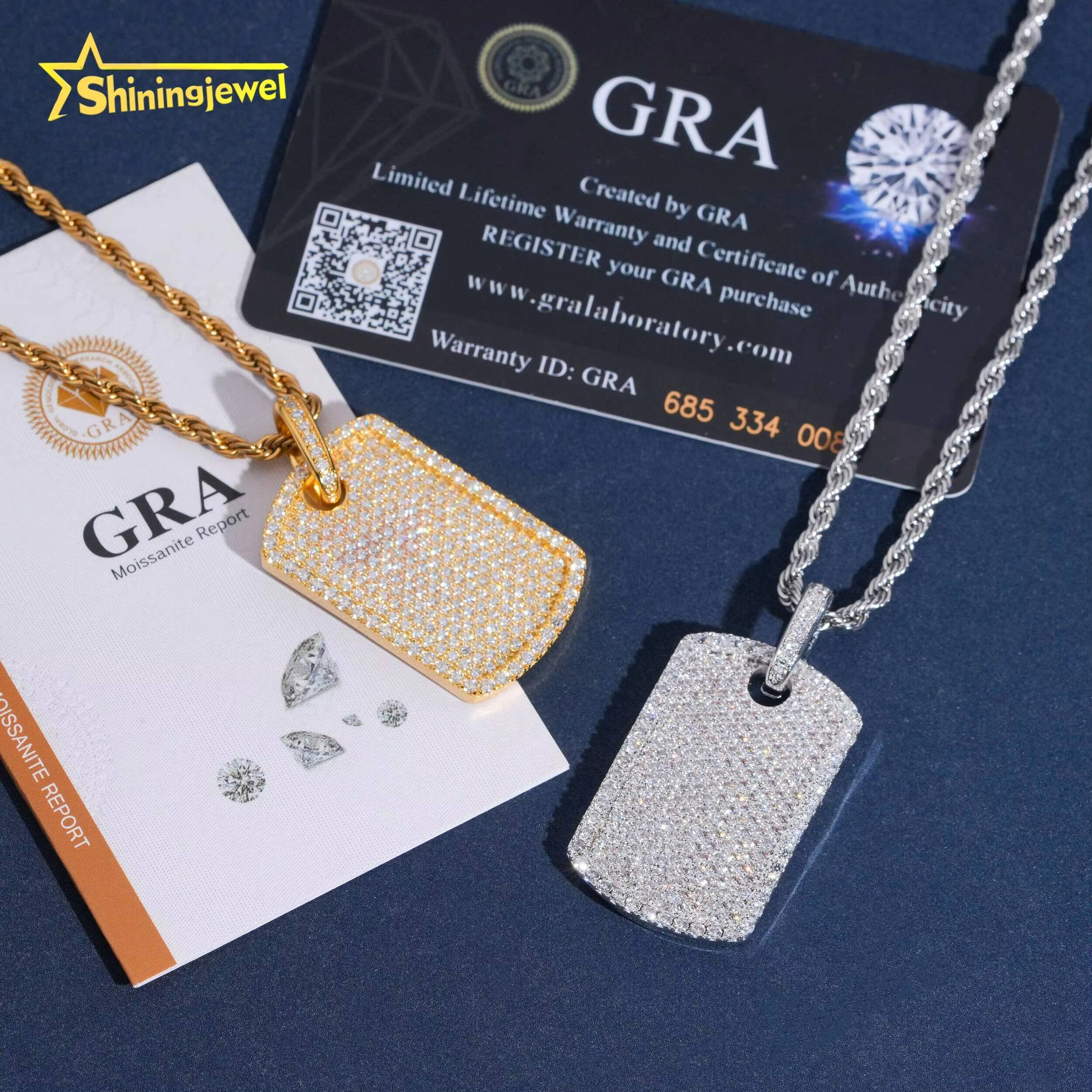 Moissanite necklace USA Warehouse Classic Dog Tag Moissanite Cross Pendant Collection Hip Hop Iced Out Pendant Men Jewelry