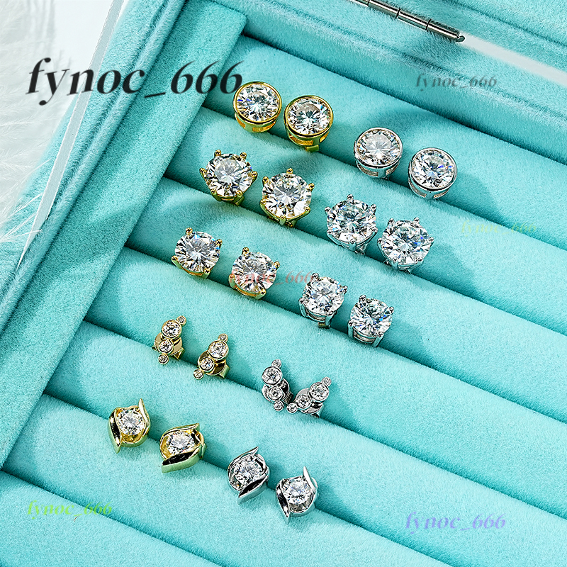 Moissanite 0.5CT 1CT 2CT 3CT Gold Plated 925 Sterling Silver Vvs Moissanite Stud Earrings With Gra Certificate