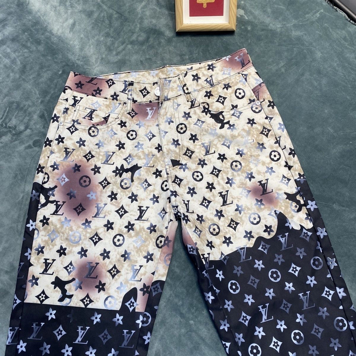 Trendy brands casual new loose summer jeans printed jacquard straight-leg high-street trousers
