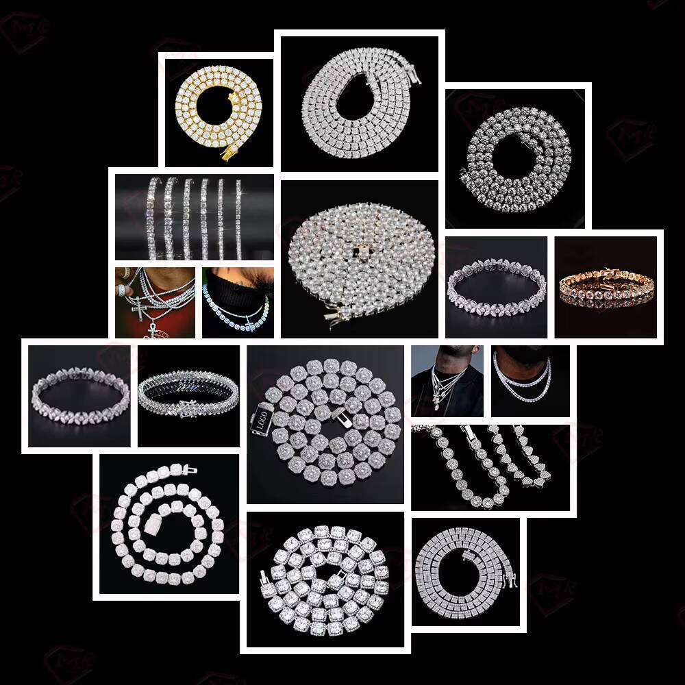 14k Jewelry Men and Women Vvs Silicon Stone 3mm Cluster Tennis Chain Necklace