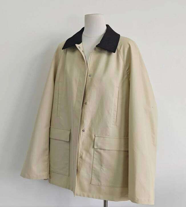 hoodie Women Spring and Summer New High-end Texture 100% Cotton Spliced Corduroy Neck Jacket jacket