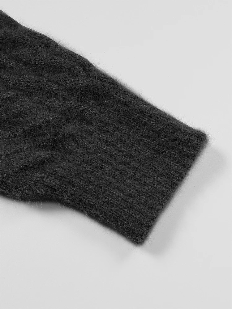 Plus Size Stranded Knit Ribbed Pullover Sweater Casual Solid High Neck Long Sleeve Suitable for Autumn and Winter 250728