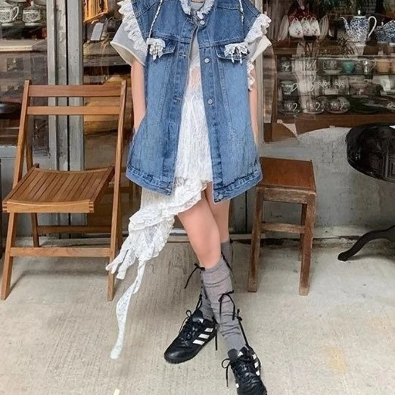 French Lace Denim Jacket 2025 Summer n Sense Relaxed Retro Tank Top Womens Vest Top 250728