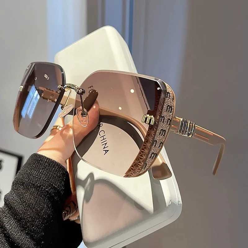 2025 new fashion trimmed sunglasses half frame high quality trend simple sunglasses for women with fine glitter (DS-1002) Z250728