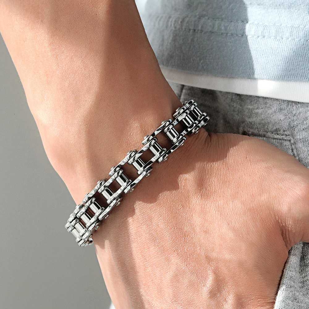Top Quality Stainless Steel Biker Bracelet Mens Motorcycle Chain Punk Rock Male Fashion Bicycle Bracelets Wrist Chain Jewelry W250728