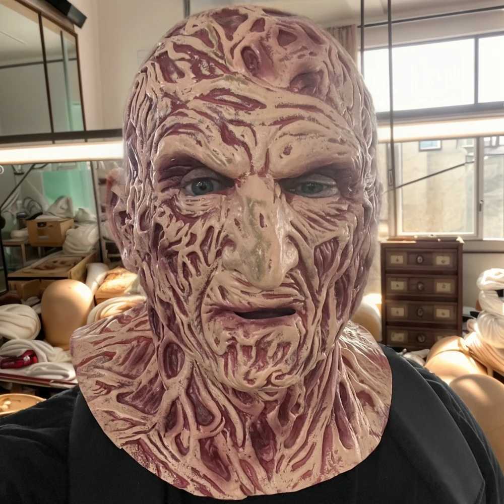 Freddy Krueger Full Face Cosplay Mask Horror Latex Headgear for Halloween Nightmare on Elm Street Party Costume AccessoryXJ250728