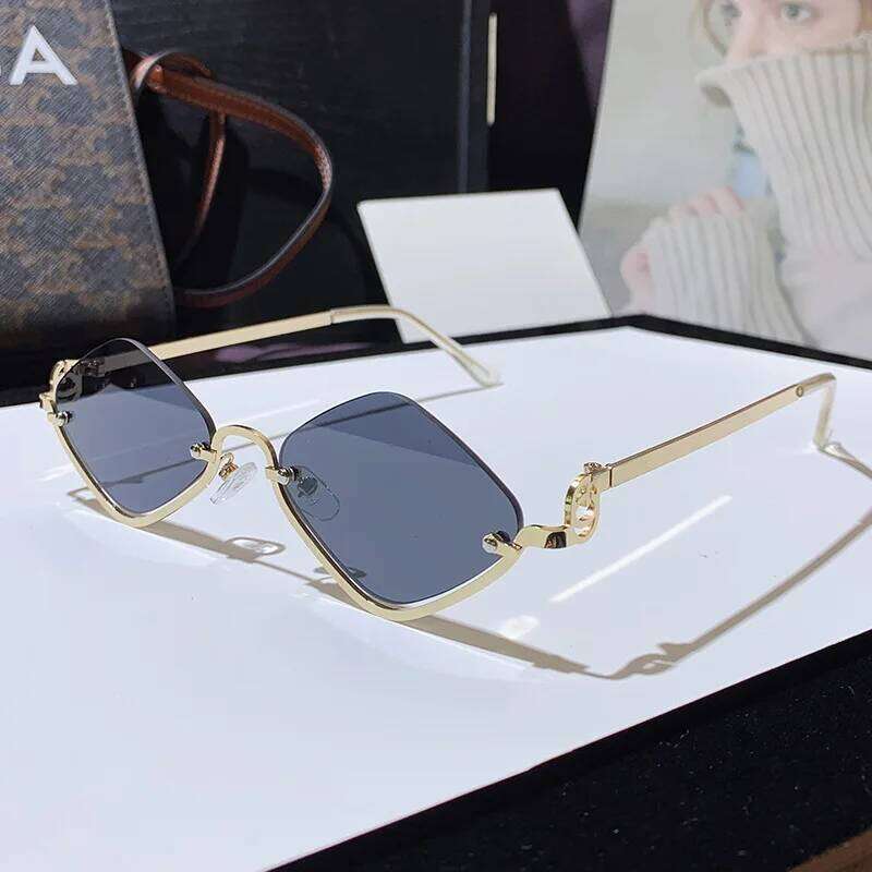 2025 Metal Women Simple Trend New Half Dia Shaped Men Dopamine Small Frame Outdoor Sunglasses