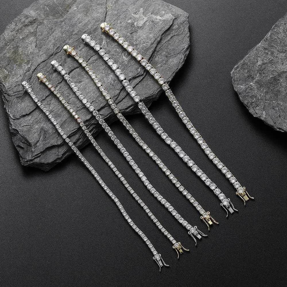 Brass Tennis Bracelet Buckle Style Tennis Single Row Bracelet Made Of Copper And AAA Zirconia Bling 3mm 4mm 5mm Men And Women W250728