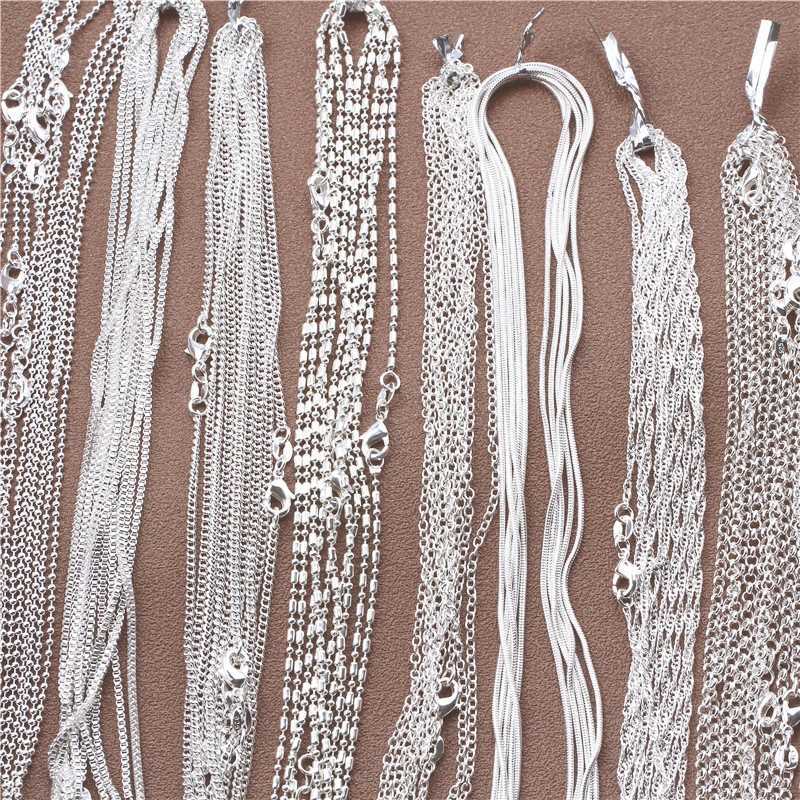 1pcs 925 Sterling Silver 16-30 Inches Rolo Bead Figaro Chain Necklace for Men Women 9 Designs Fashion Jewelry XJ250708