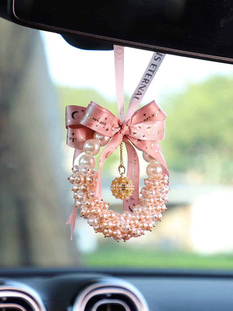 Car Hanging Ornament 2025 High-End Pearl Car Interior Rearview Mirror Pendant Aromatherapy Car Decoration Gift for Women 250728