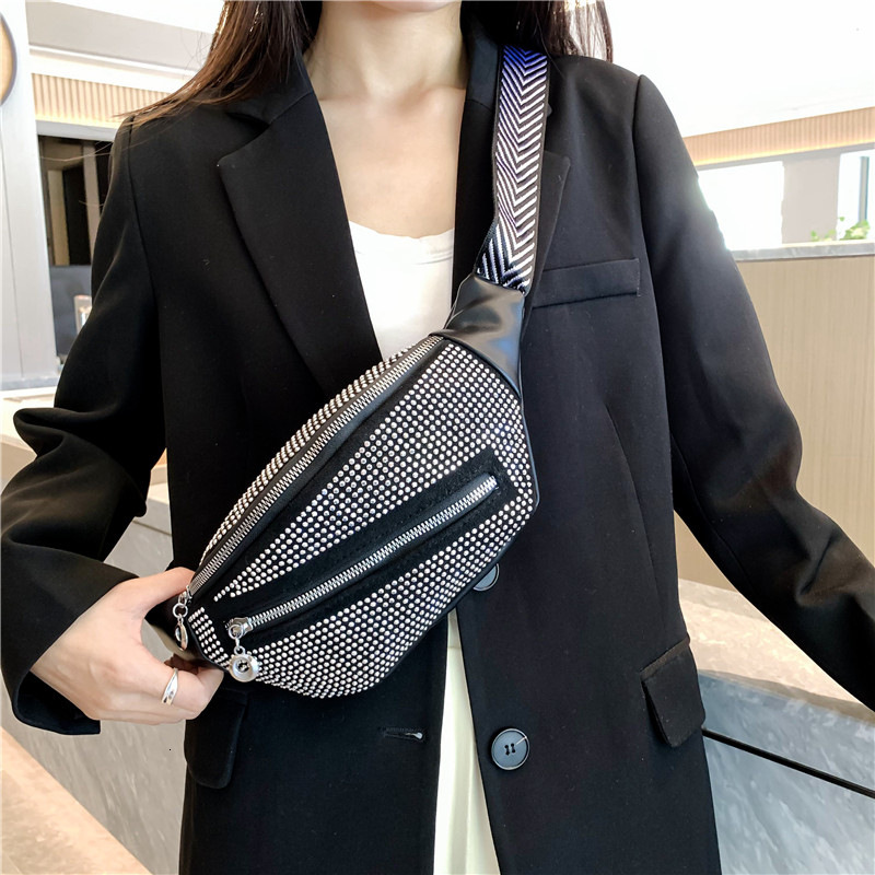 Luxury Brand Designer Bag Inlaid Diamond Texture Niche Rhinestone Bag Personality Stylish Crossbody Chest Bag Wholesale New Texture Women's Waist