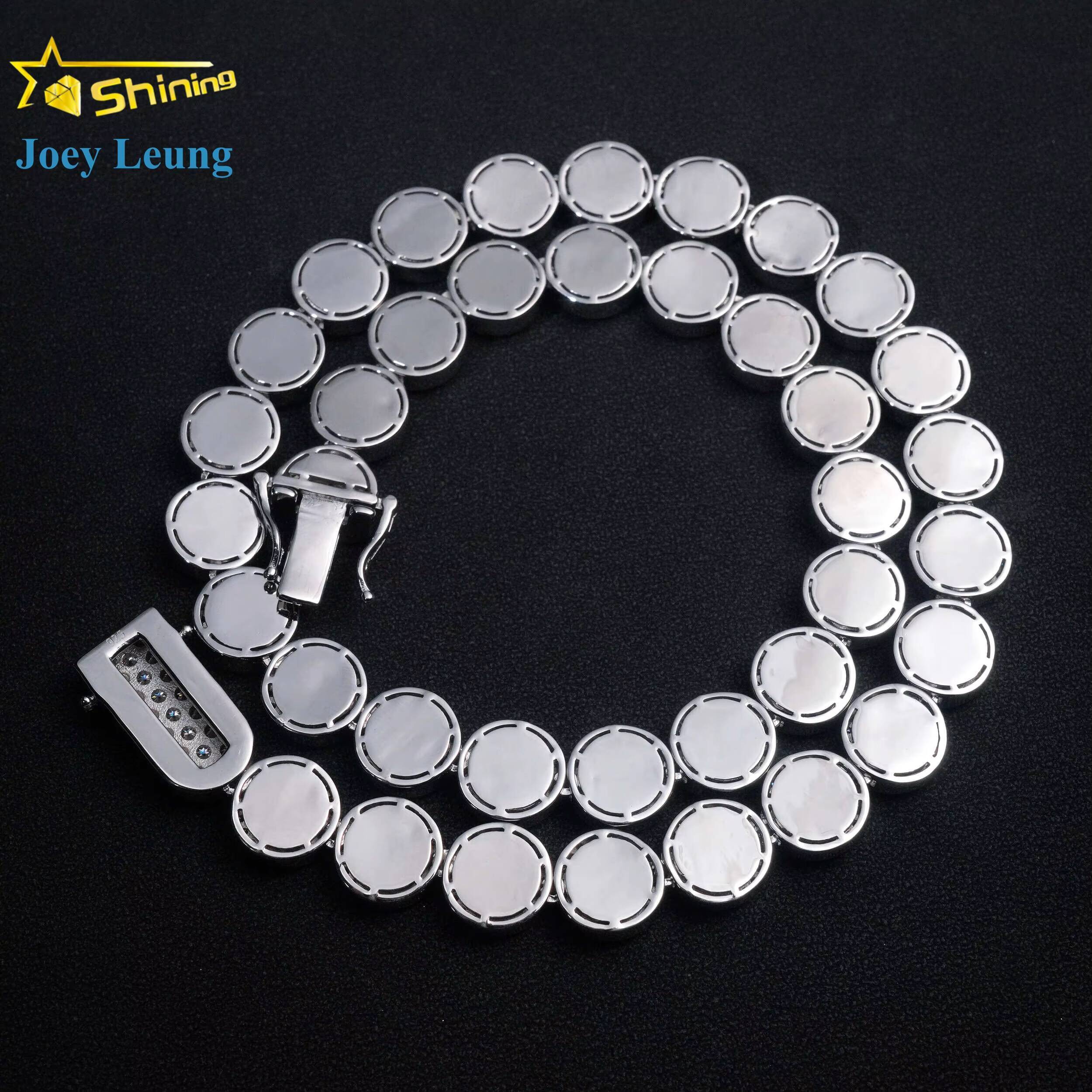 Rapper Hip Hop Jewelry 925 Silver Gold Plated 13MM Iced Out VVS D Color Moissanie Cuban Link Chain Cluster Tennis Chain