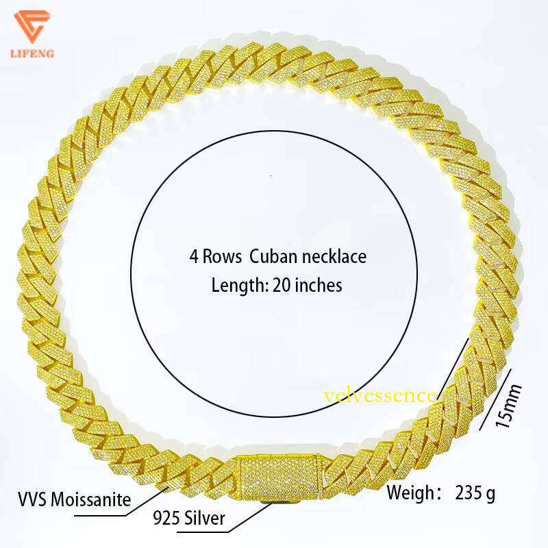 Custom Iced Out Link Chains Sterling Sier Hip Hop Jewelry Moissanite Cuban Dia Bracelets