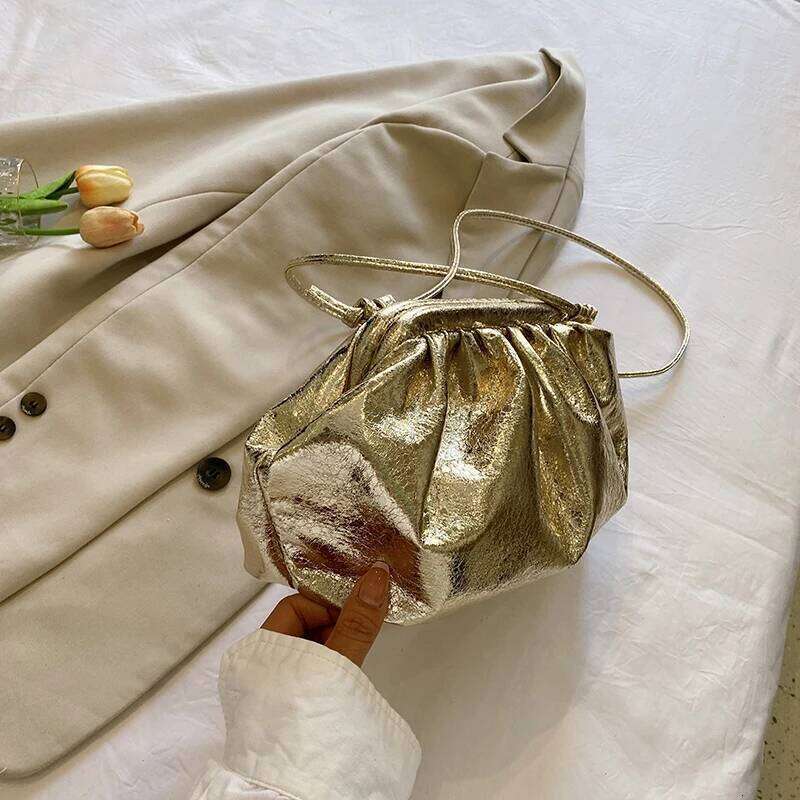 Golden Evening Clutch Bags For Women Wedding Dinner Party Crossbody Cloud Bag New Designer Purses And Handbags