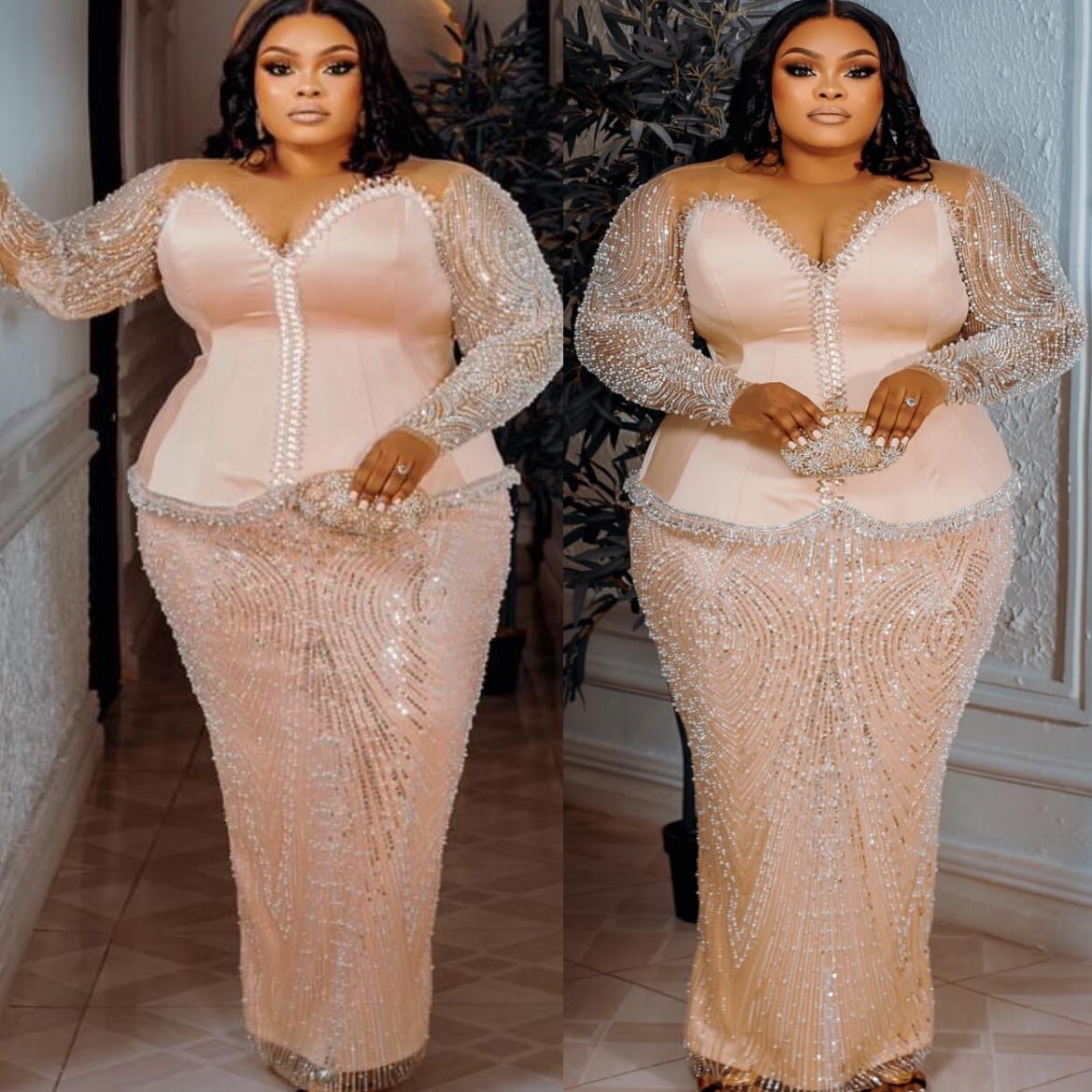 Sheath Champagne Prom Dresses 2025 Beaded Crystals Sequined Stylish Evening Formal Party Second Birthday Engagement Gowns Plus Size Dress For Special 