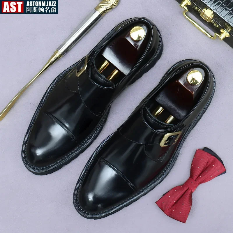 Patent Leather Mens Formal Shoes Handmade Italian Quality Fashion Buckle Genuine Leather 2025 Wedding Social Shoes Man 250723