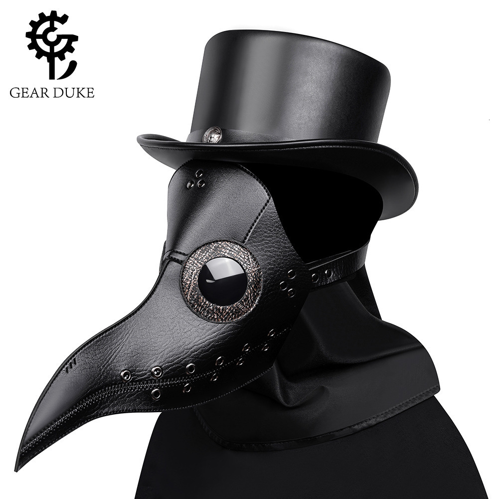 Halloween Punk Masquerade Plague Doctor Mask Novelty Funny Black Headgear Prop ddmymoon