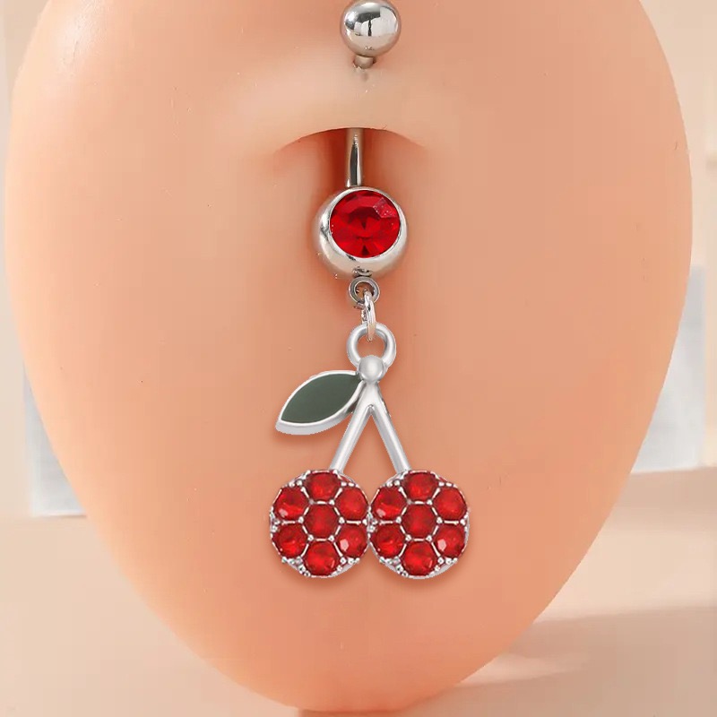 Red Cherry Navel Pendant Pierced Jewelry Buckle