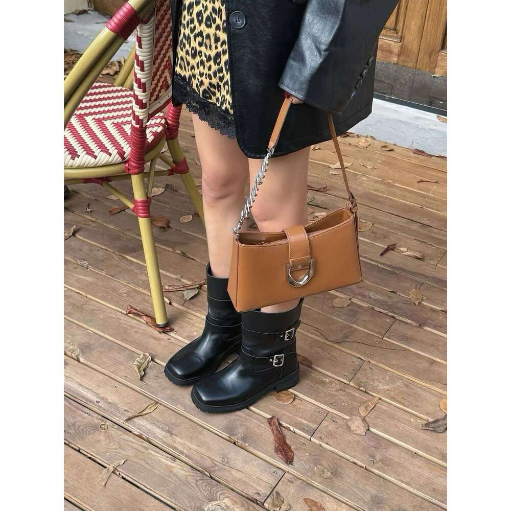 New French Eruo Style Caramel Wine Red Color Flap Messenger Glossy Cow Leather Female Crossbody Bag Small Daily Handbag