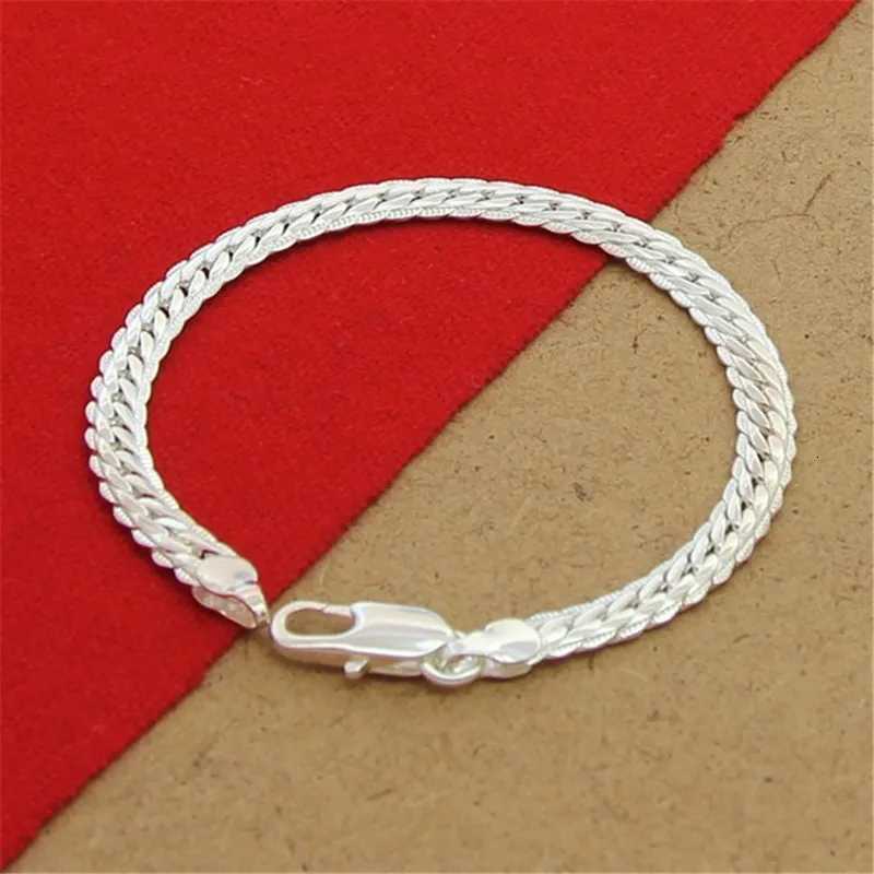 925 Sterling Silver Bracelet 8 Inch 5MM Flat Snake Chain Bracelet For Men Women Party Charm Jewelry Gift W250728