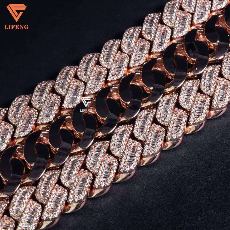 Lifeng Miami Custom Necklace Ice Out VVS Moissanite And Sterling Sier Rose Gold Plated Chain Fashion Jewelry