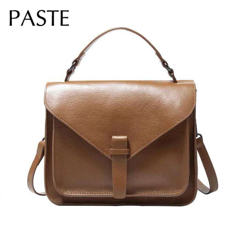 2026 New Soft Natural Cowskin Messenger Vintage 100% Real Leather Women Handbag High Quality Female Shoulder Bag Blue
