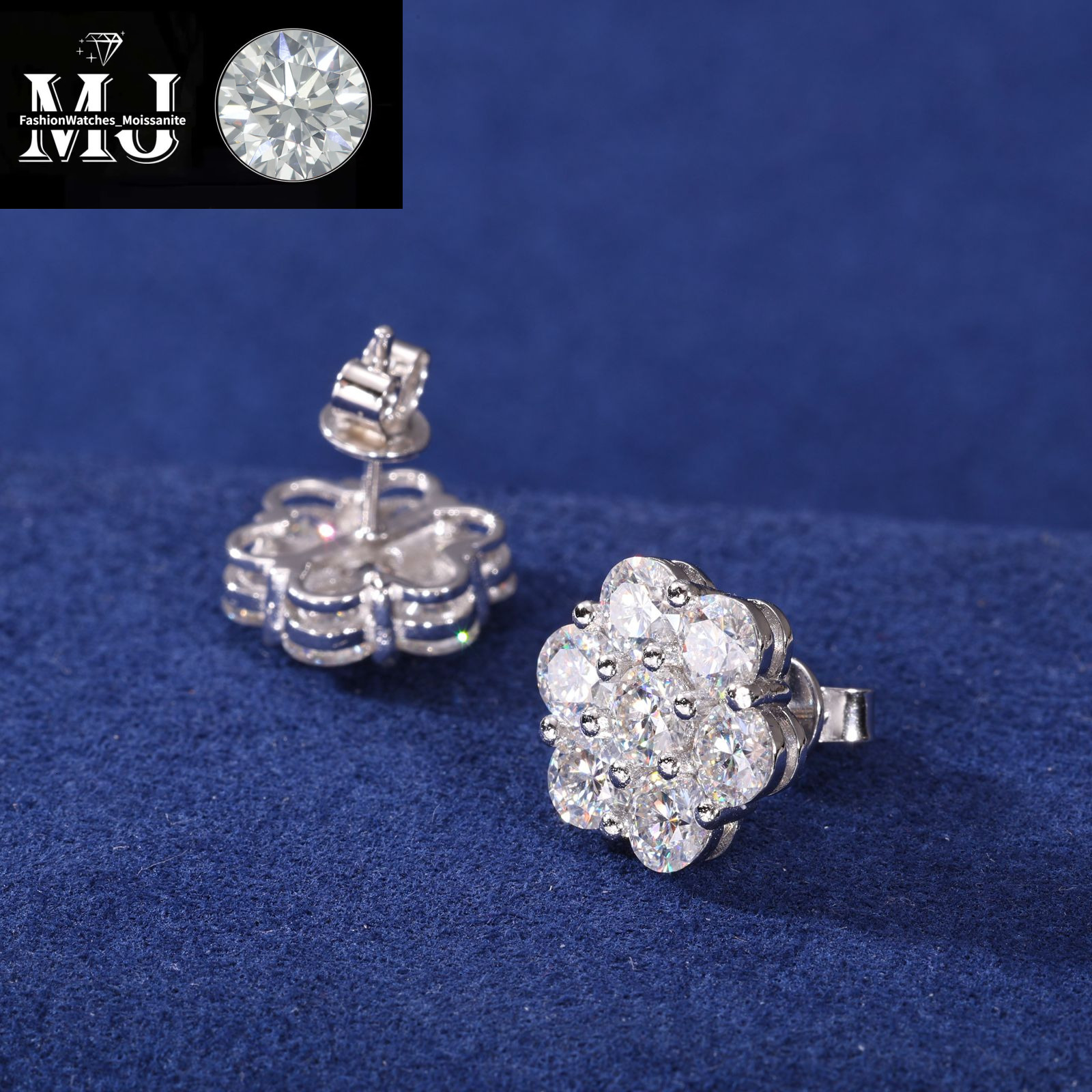 Bulk Wholesale Multi Size Cluster Moissanite wer Stud Earrings Sterg Sier VVS Dia Fine Jewelry Men Women