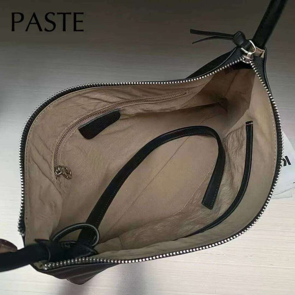 New All-match Lightsome Design Thin Armpit Shoulder Bag Yellow Pink Color Genuine Cow Leather Women's Handbag with String Beads