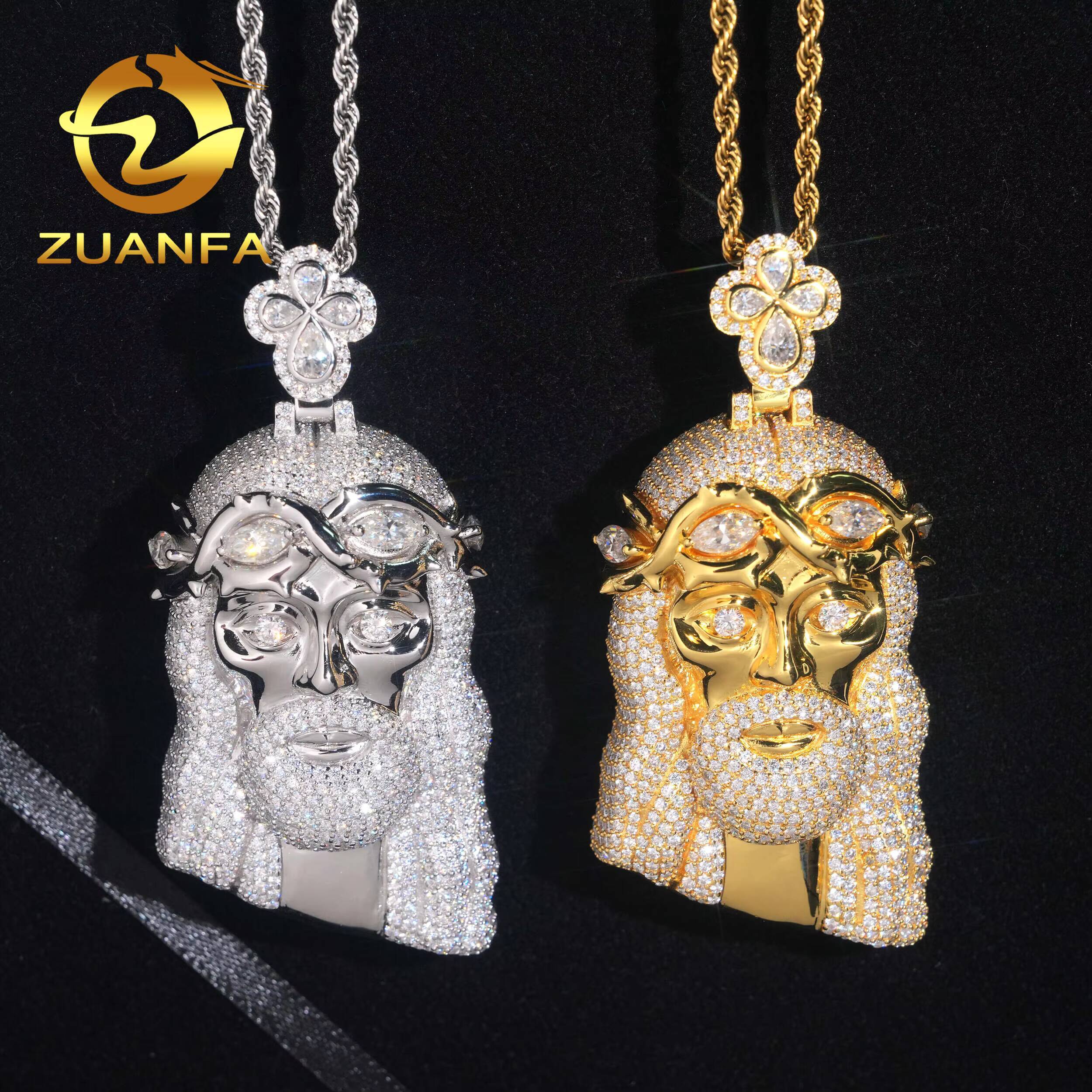 925 Silver Moissanite Pendant Men Iced Out Hip Hop Pendant Jesus Head VVS Moissanite Pendant Pass Tester Charm