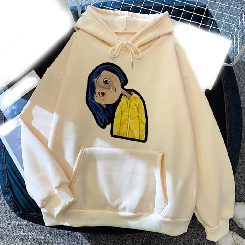 Cartoon Coraline Mens Hoodie Mens and Womens Fashion Simple Sleep Pullover Street Harajuku Trendy Sweatshirt W250408