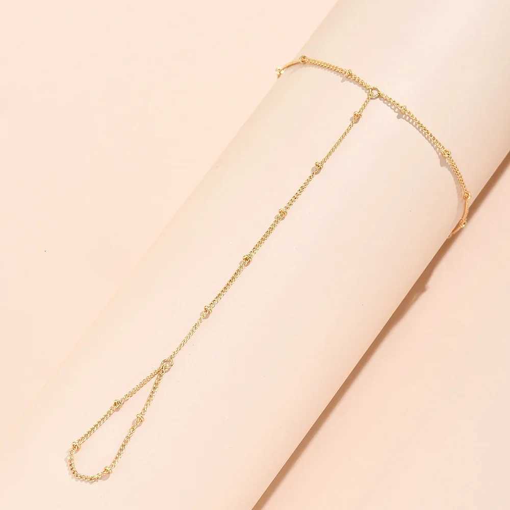 100% Handmade Gold Plated Hand Chain Bracelet Ring Link Chains Connecting Harness Bracelets Hand Jewelry for Women Trendy Gift W250728