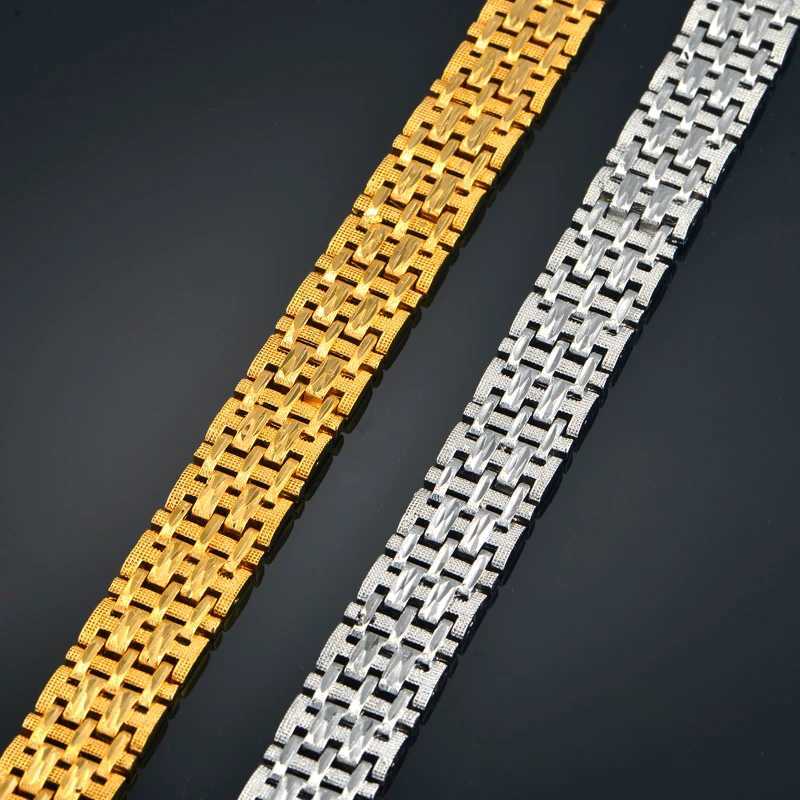 14mm Chunky Yellow Gold Color Classic Frosted Link Chain Bracelets for Women and Men Fashion Hand Chain Bracelet Wholesale W250728