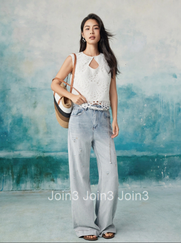 Summer New White T-Shirt Versatile Short Top French Hollow High-End Lace Blouse 2866