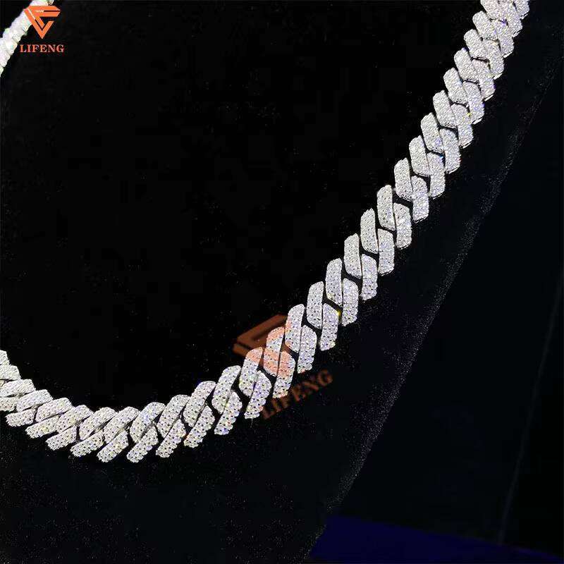 New Style 10mm 2 Rows Thick Solid Sterling Sier Men Hip Hop Jewelry Iced Out VVS Moissanite Cuban Link Chain Necklace
