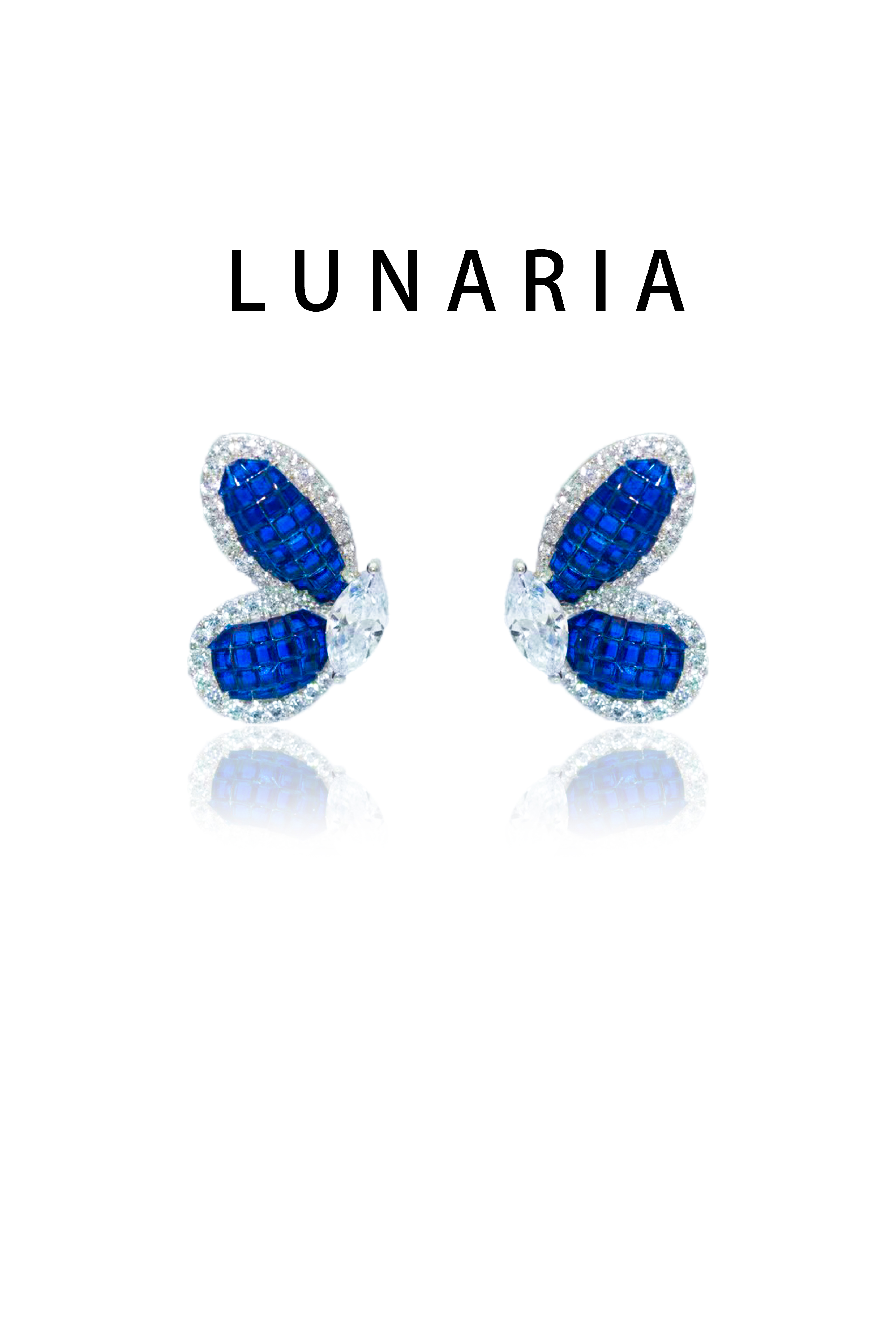 Lunaria Jewelry Blue Butterfly Earrings with 925 Sterling Silver Ear Posts Hypoallergenic Minimalist Studs, Elegant Gift for Women