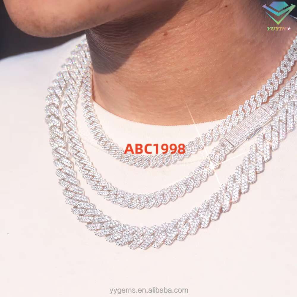 Yu Ying Pass test VVS GRA Moissanite Dia Gold Plated Sier Cuban k Chain for Mans Hip Hop Necklace