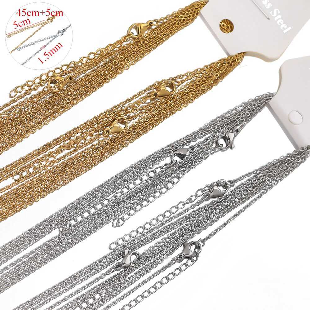 10pcs 45+5cm Gold Color Stainless Steel Link Chains in Bulk Necklaces Fashion Jewelry Adjustable Chains Wholesale Chokers DIY XJ250708